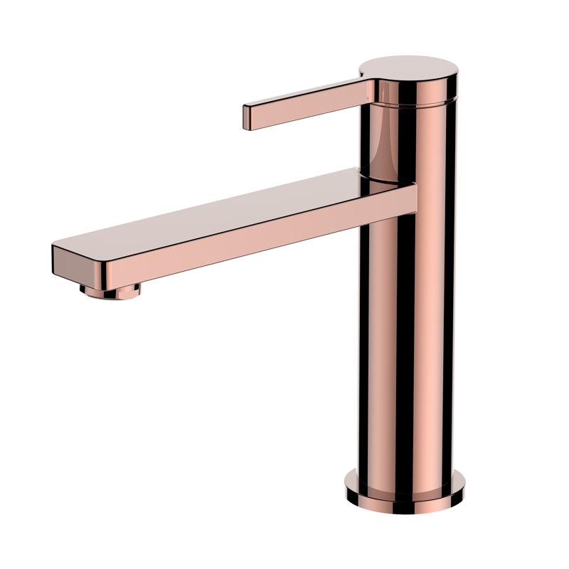 Robinet pour salle de bain à poignée simple, Or rose