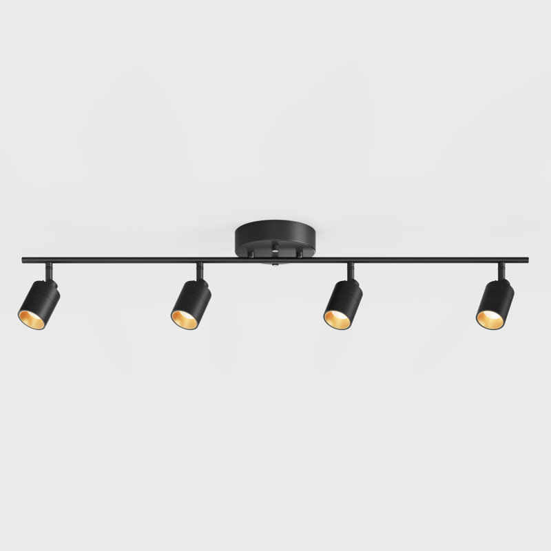Éclairage sur rail noir mat 4 lumières Shura avec têtes rotatives, DEL intégrée, 3 pi Plafonnier sur rail d'éclairage, 2 700 K, 1820 lumens