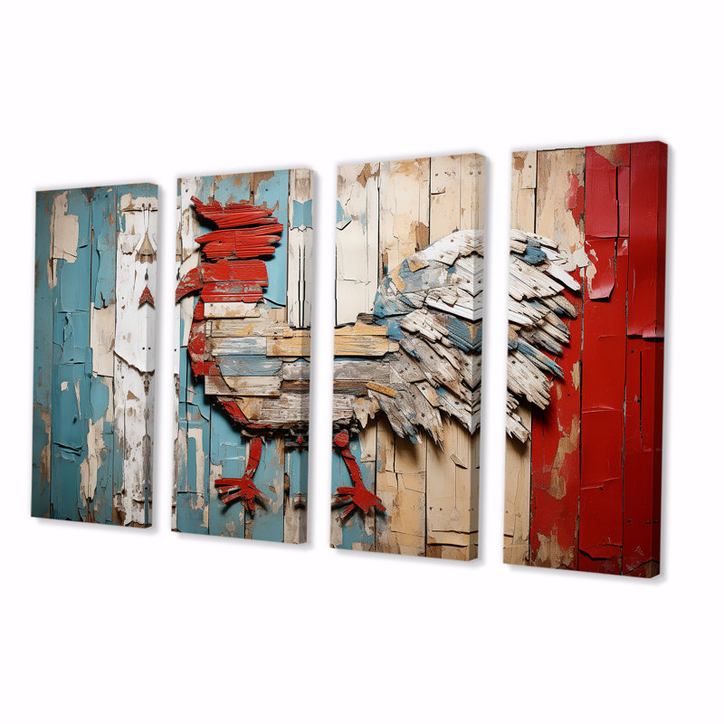 Ensemble d'art mural 4 pièces Rustic Rooster, H 28 po x l 48 po