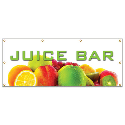 JUICE BAR BANNER SIGN Smoothies Healthy Fresh Fruit Fibre Vitamins Juice Fitness