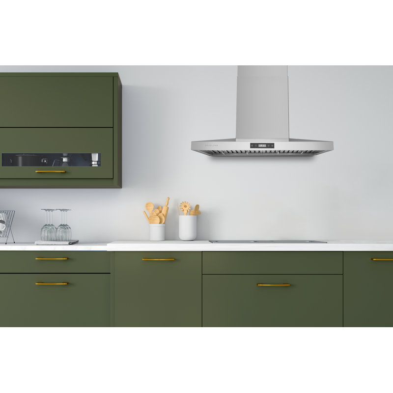 Hauslane 860 Cubic Feet Per Minute Convertible Wall Mount Range Hood with Baffle Filter and Light In