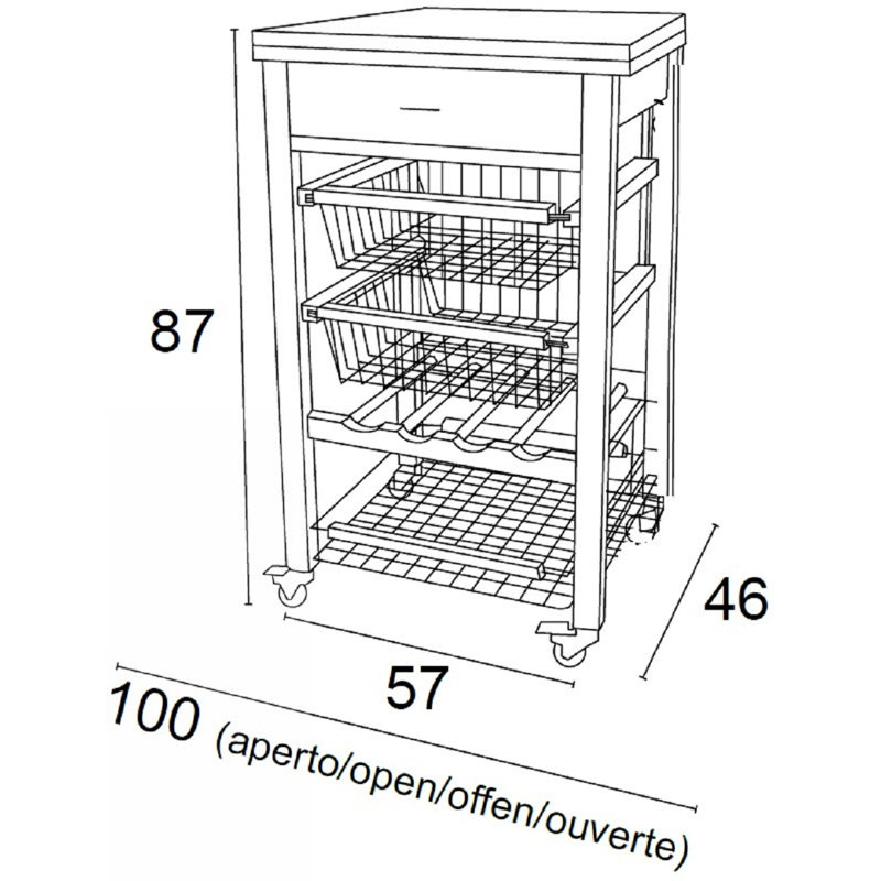 Millwright Solid Wood Kitchen Cart, Cherry