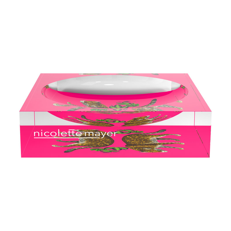 Leopard Seeing Double Hot Pink Acrylic Candy Catchall Dish
