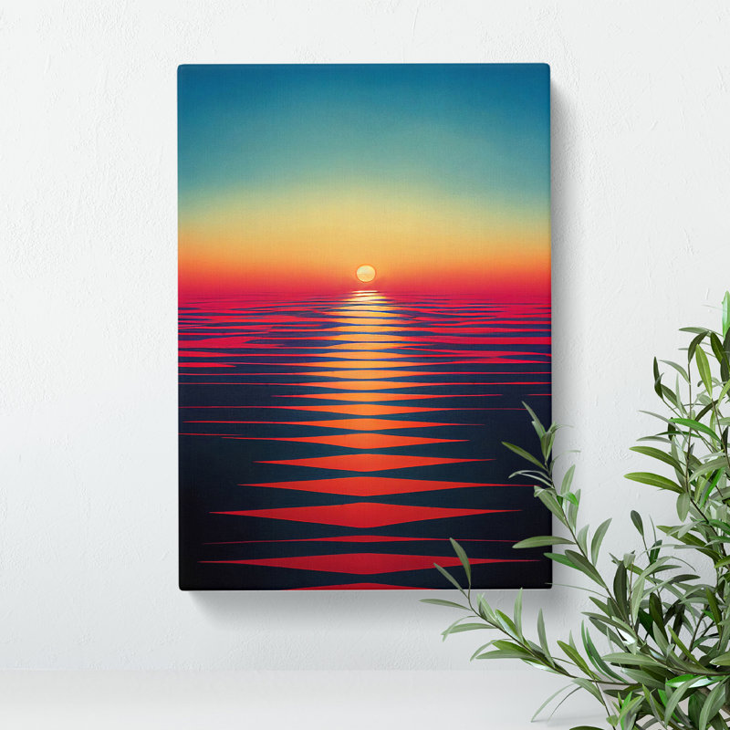 Phenomenal Ocean Sunset - Print, No Matte, 50cm H x 35cm W x 3cm D, Wrapped Canvas