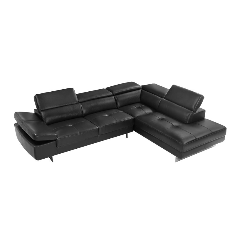 Keyesport Upholstered L-Shaped Sectional, Black, Right Hand Facing