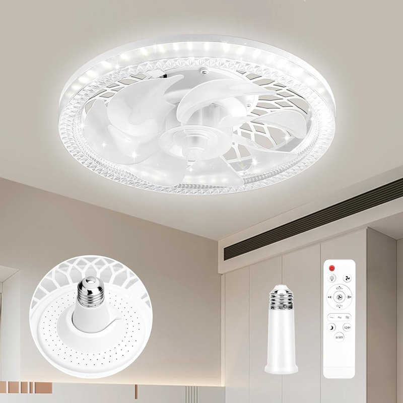 Ventilateurs de plafond avec lumières et télécommande, ventilateur encastré de 18 po ...