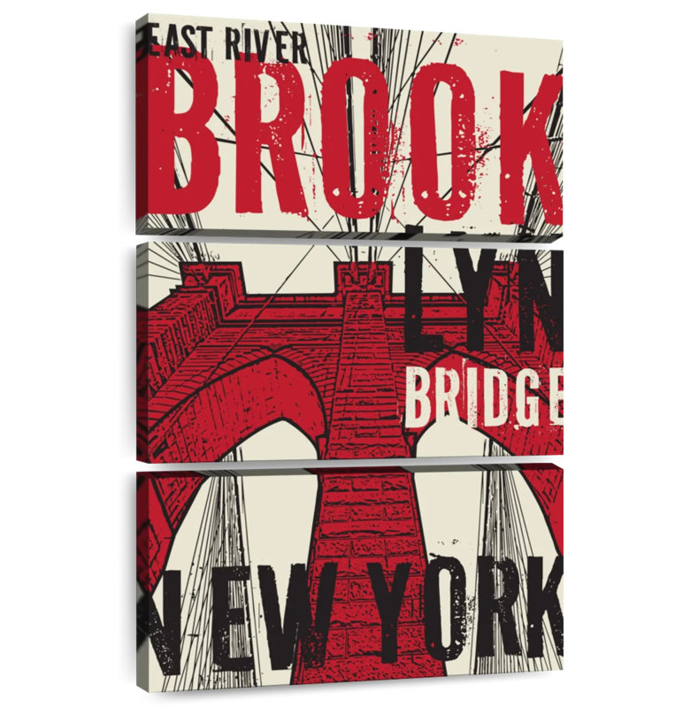 Pont rouge de Niclyn, grunge rouge, Brooklyn, H 74 po x l 48 po