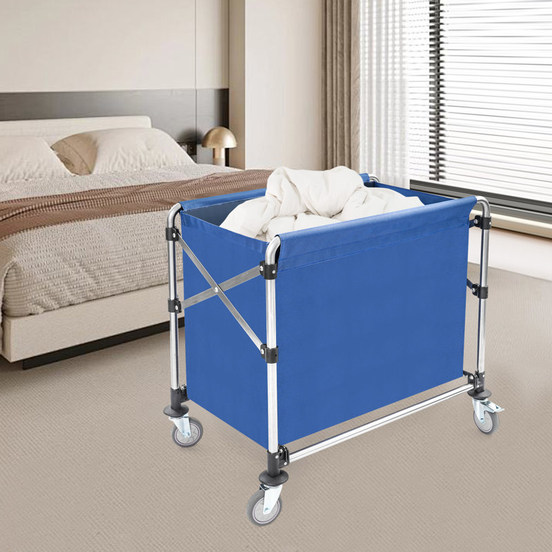34.25X20.47X30.7” Folding Laundry Cart, Blue, 30.7" H x 34.52" W x 20.47" D