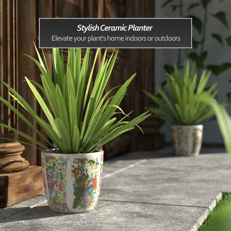 Satsuma Ceramic Planter, 7.50" H x 8" W x 8" D