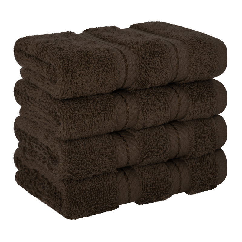 Darcelle 100% Cotton 4-Piece Turkish Washcloth Set, Chocolate Brown