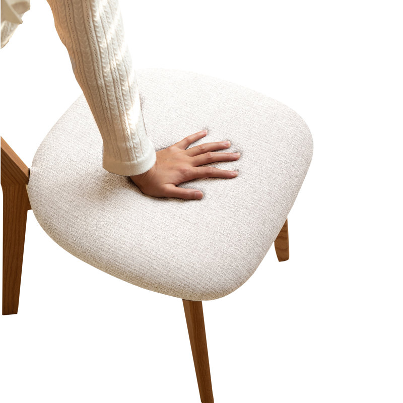 Chaise d'appoint rembourrée avec revêtement amovible, 2, Chêne naturel, Beige