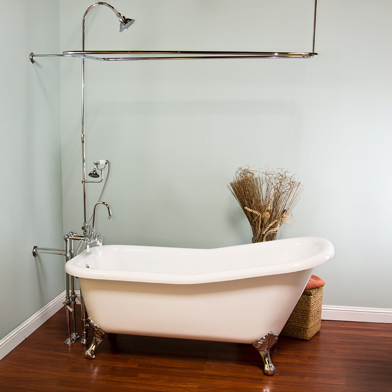 Floor Mount Over the Rim Enclosure Shower Set with Handheld Shower with 1.75 GPM Flow and 3 3, 8 in. Center Faucet Body by Strom Living