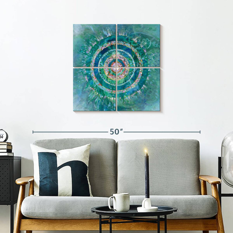 Mandala bleu sarcelle et océan, H 26 po x l 26 po