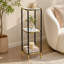 Console 48,5 x 16,5 x 50 po à 3 niveaux, tablette miroir en or noir