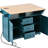 55.7" Kitchen Island With 2 Drop Leaf, 5 Movement, Power Outlet, Folding Storage Table And Coastal Chic Style, Large Cart Rolling On 5 Wheels, Dining Table, Spice & Towel Rack, 3 Drawers,-759359201