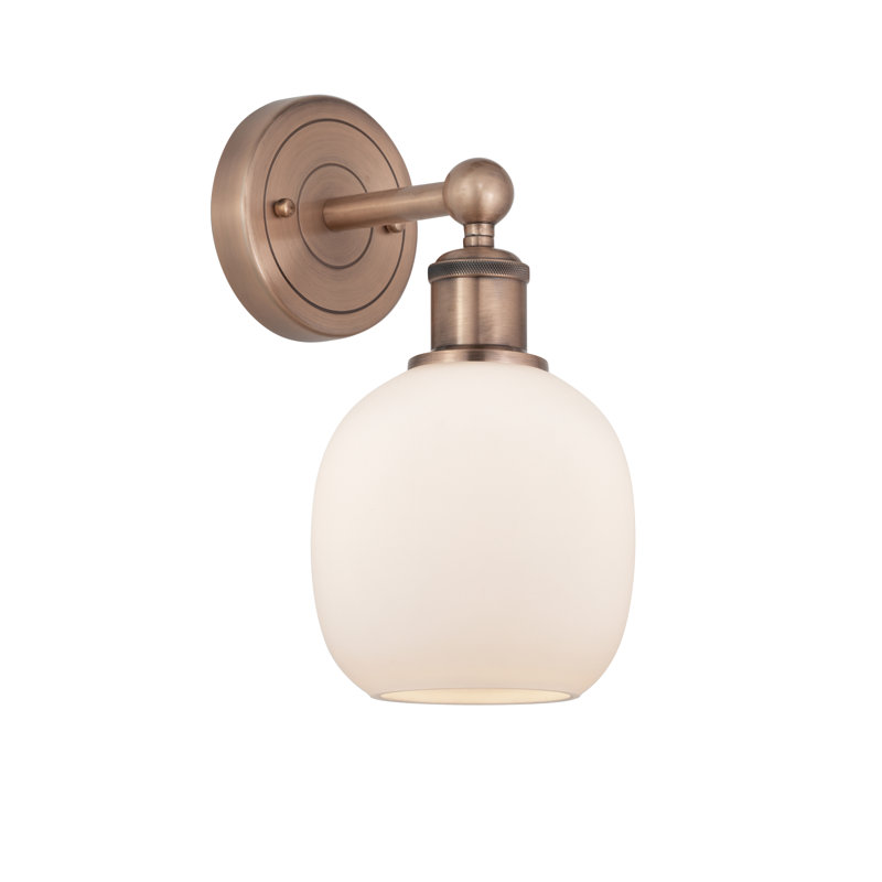 Cheraw Armed Sconce, Matte White, Antique Copper