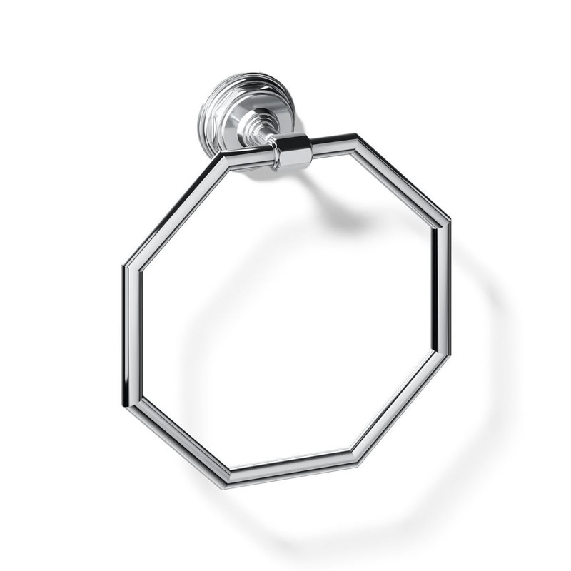 Pinstripe Wall Mounted Towel Ring, Polished Chrome