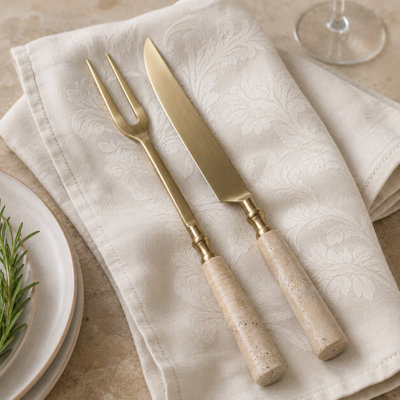 Ensemble d'ustensiles en acier inoxydable Travertine Carving
