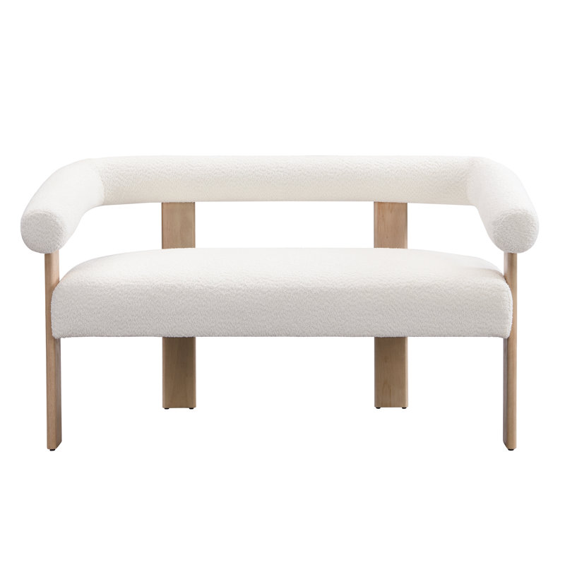 Causeuse ronde avec accoudoirs (beige et naturel)