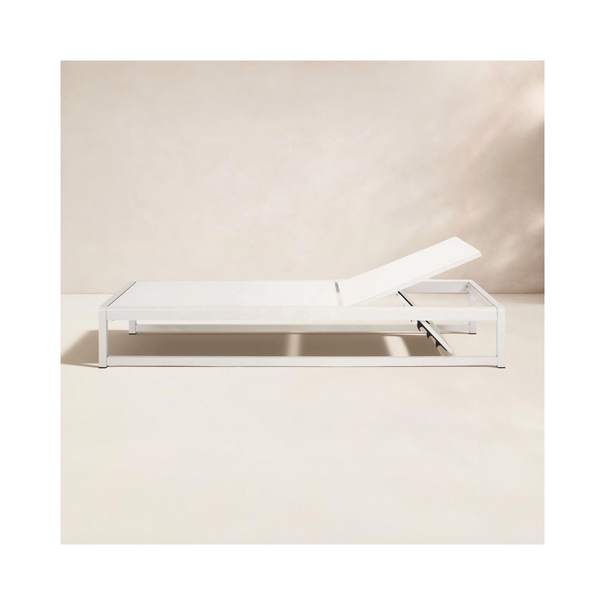 Harper 77" Long Reclining Chaise Lounge Set, White/White