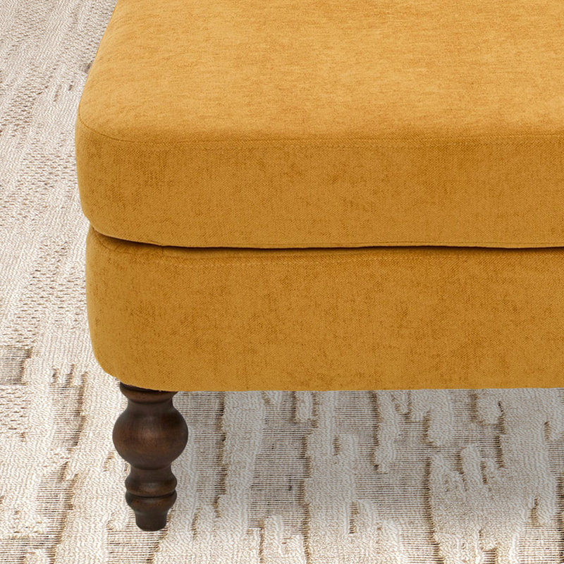 Chaise longue d'intérieur en chenille, Jaune moutarde