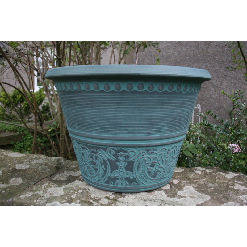 Sagamore Planter, Black/Aqua Green