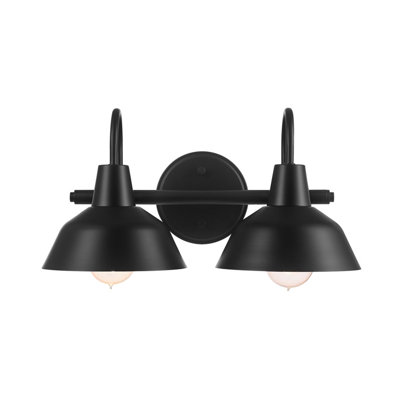 3-Piece Matte Black Bathroom Set with 15.5" 2-Light Vanity Light
