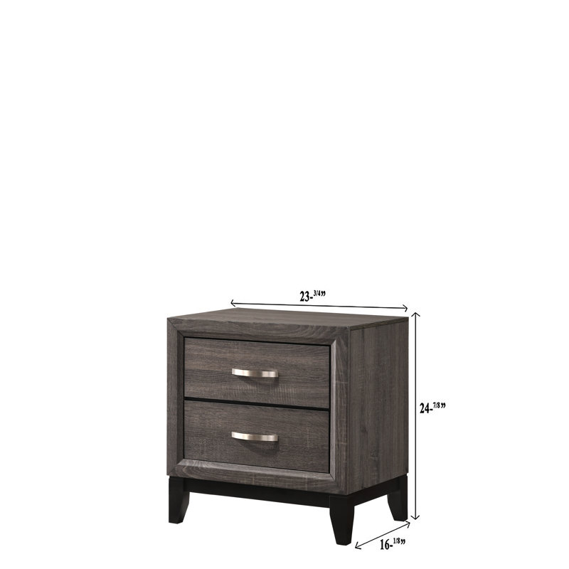 Ensemble de chambre à coucher à panneaux Yadier 3-2_Aubrey, Double, gris, 3 Pcs: Bed, Nightstand, Dresser