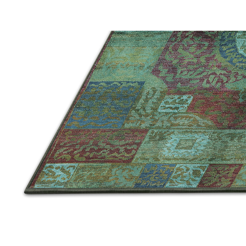 Tapis vert de style oriental, Tapis de couloir 2 pi x 5 pi