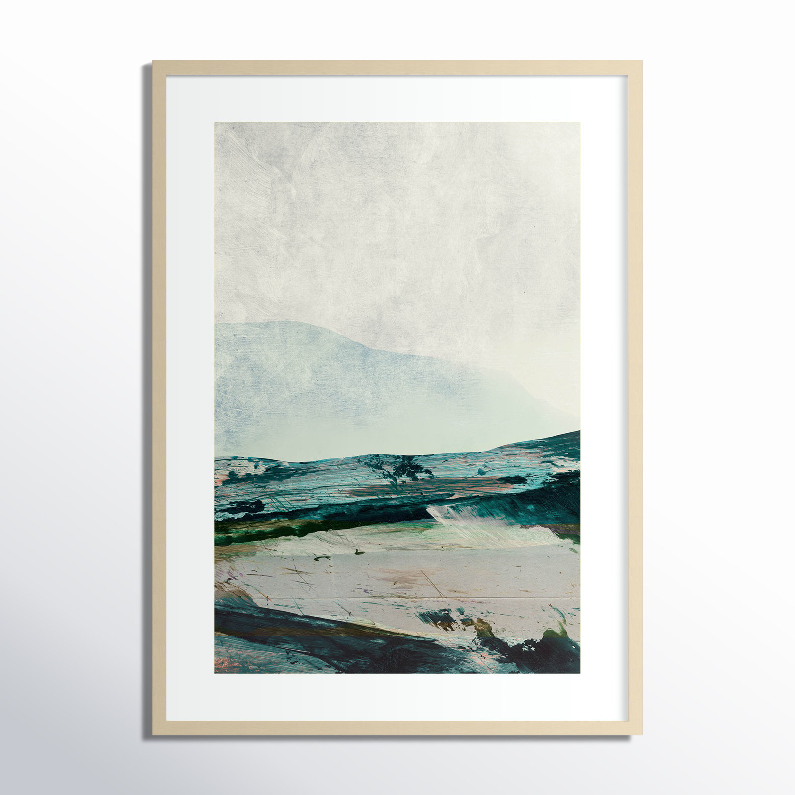 Cleve "Mountain Mists" Print by Dan Hobday, Brown Framed, 41" H x 30" W