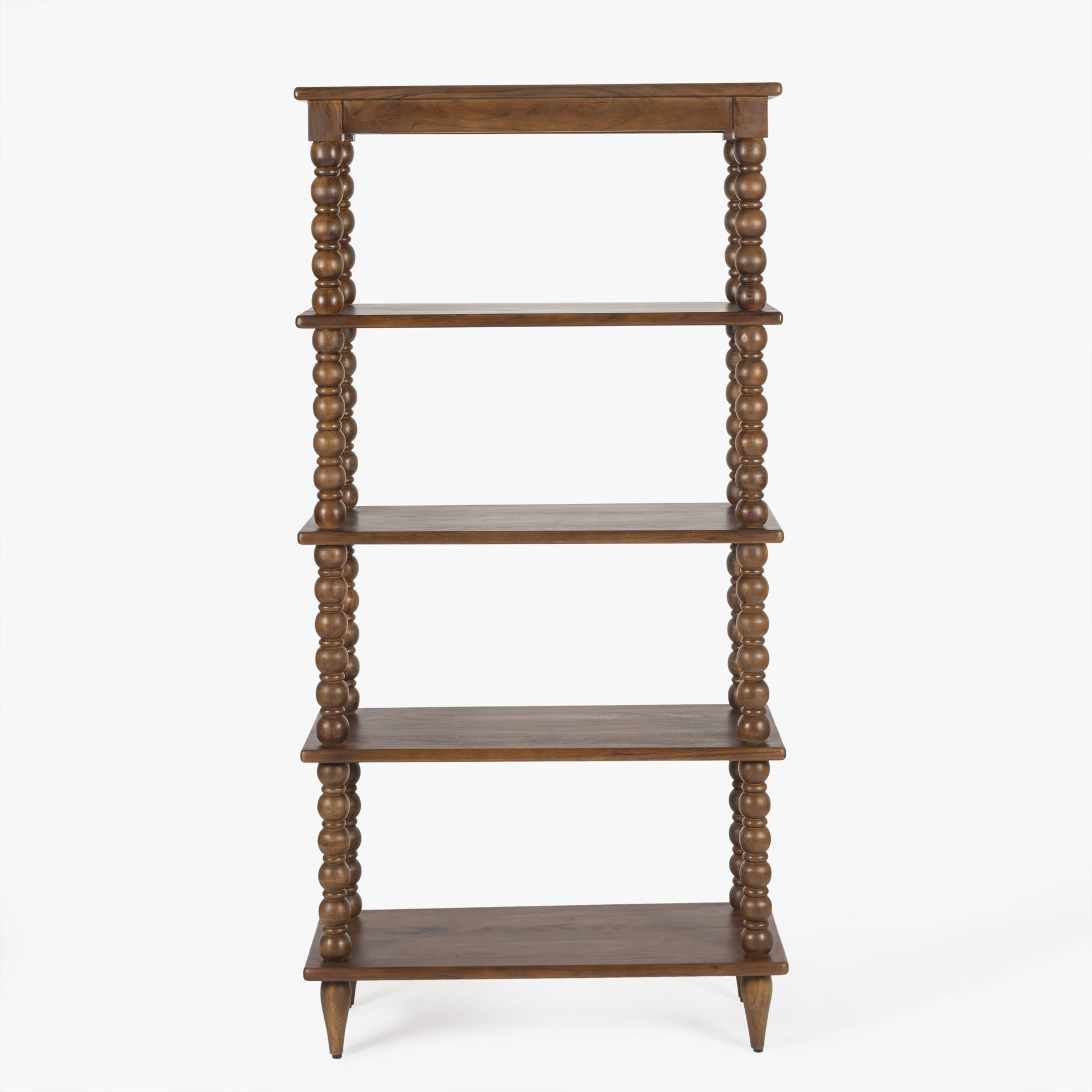 Isabel Spindle Solid Wood Tall Bookcase, Brown
