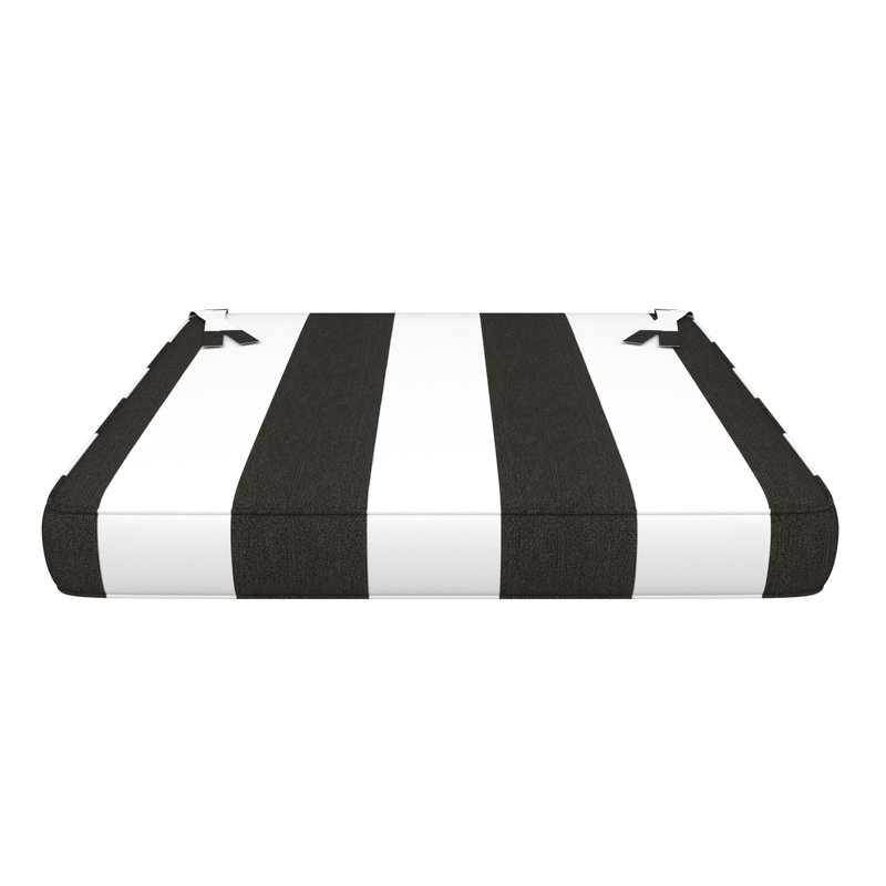 Wayfair Custom Outdoor Dining Chair Cushion With Sunbrella Fabric, 20" W x 20" D, Cabana Classic Black Stripe Sunbrella®