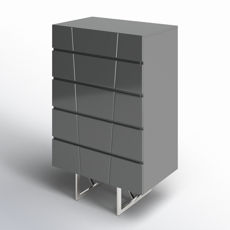 Clintock Modern 5 Drawer Chest, Gray