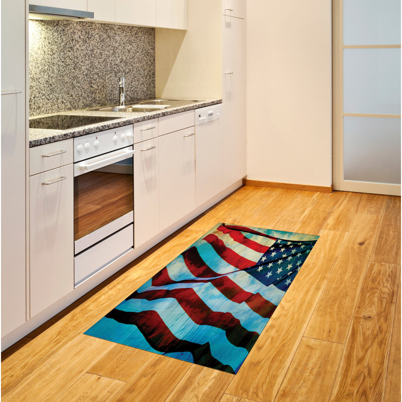 American Flag High Density Long Fiber Poly Threads Decorative Area Rug Carpet, Rectangle 2'7" x 5'