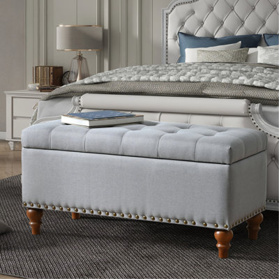 Grey Linen With Convenient Hinge - Easy Access To Storage Extra Compartment For Magazines Organizes Reading Materials