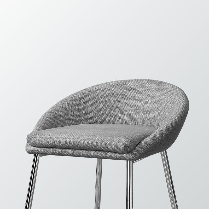 Tabouret de bar Carlin en métal / cuir gris / argent (ensemble de 2), H 29,55 po x l 20,36 po x P 20,36 po