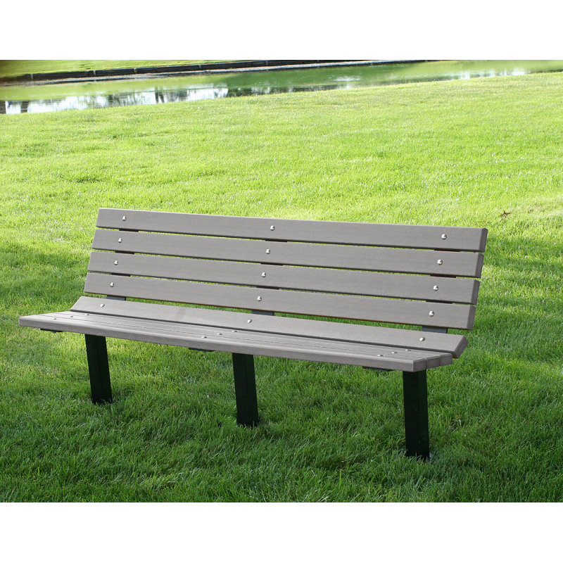 Banc de parc en plastique recyclé Contour, Aucun, 6 pi, Brun