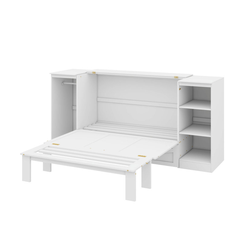 Lit escamotable compact compact avec tablettes de chevet pratiques et garde-robe intégrée