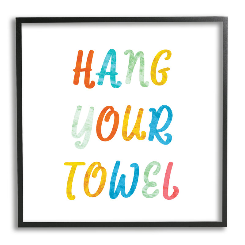 «Hang Your Towel Bathroom Rules Kids», art mural surdimensionné sur toile tendue par Daphne Polselli