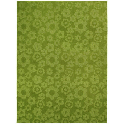 Tapis décoratif vert Touffeté à motif floral Arianna