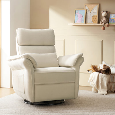 Beckette Modern Swivel Glider Nursery Power Recliner With Adjustable Headrest