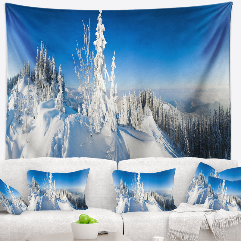 Photographie panoramique hiver montagne tapisserie, H 32 po x l 39 po