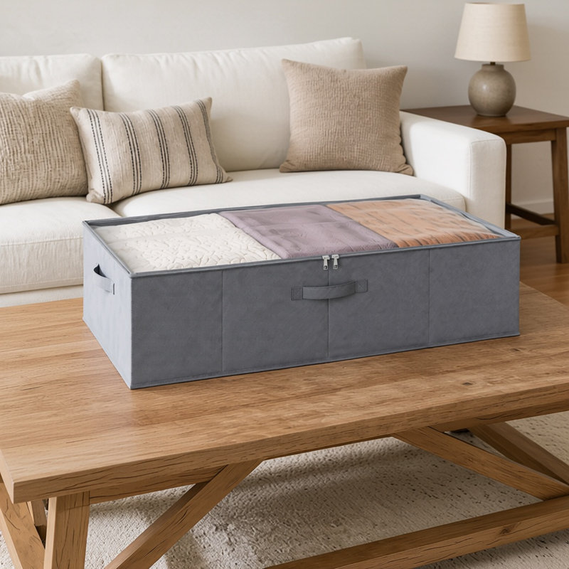 2 Pack 10" High Under Bed Storage Containers, Large Organizer Bins with Lids for Bedroom, Closet, Dorm and Blanket Storage