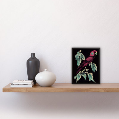 Burgundy Parakeet Retro Modern Tropical - Single Picture Frame Print