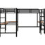 Black Twin Size Loft Bed With Two Built-In Playwriting Desks - Dramatic Creations Metal Research-Project Desks, Ahead