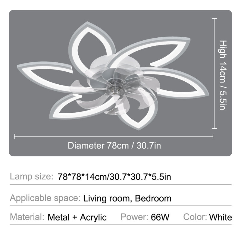 Ceiling Fan with Lights,Low Profile Ceiling Fan with Lights,Modern Dimmable Ceiling Light Fan, White