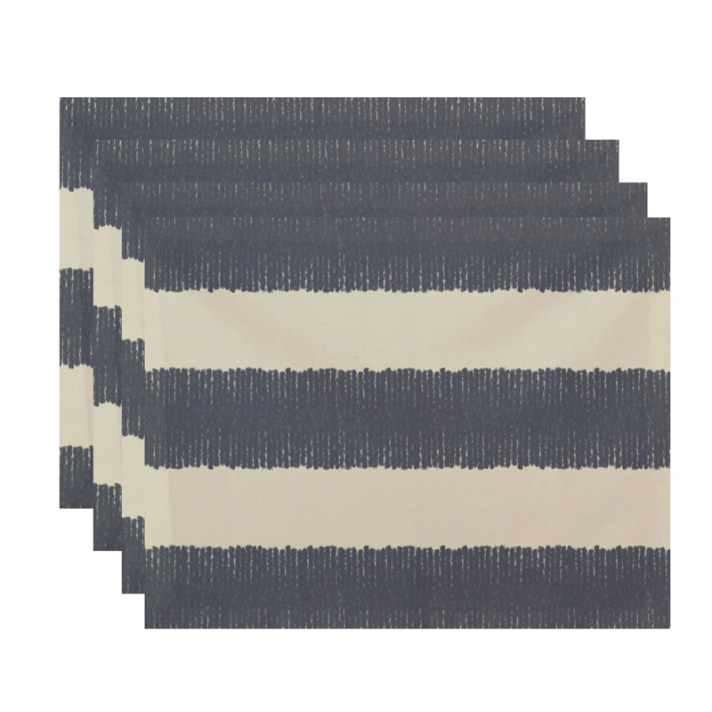 Polyester Striped Rectangle Placemat, Grey
