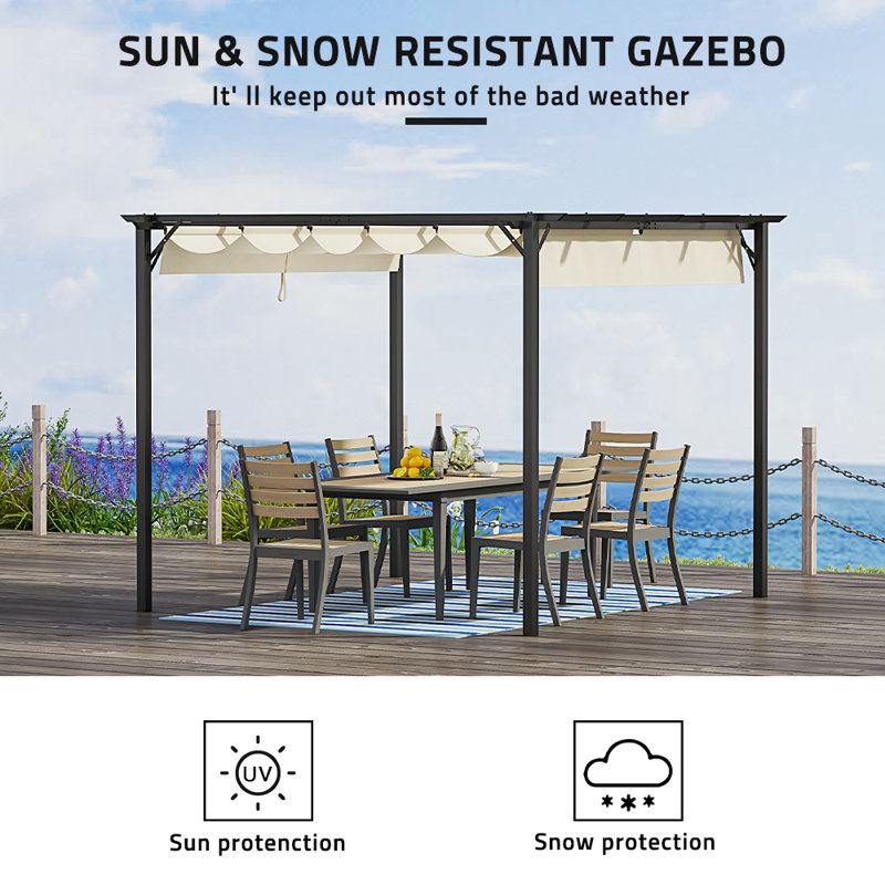 Brayden Studio 300cm W x 300cm D Polyester Cover Retractable Freestanding Awning