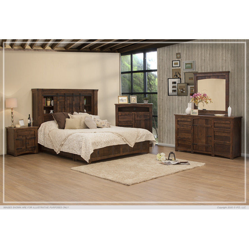 Solid Wood Bookcase Bed, Queen