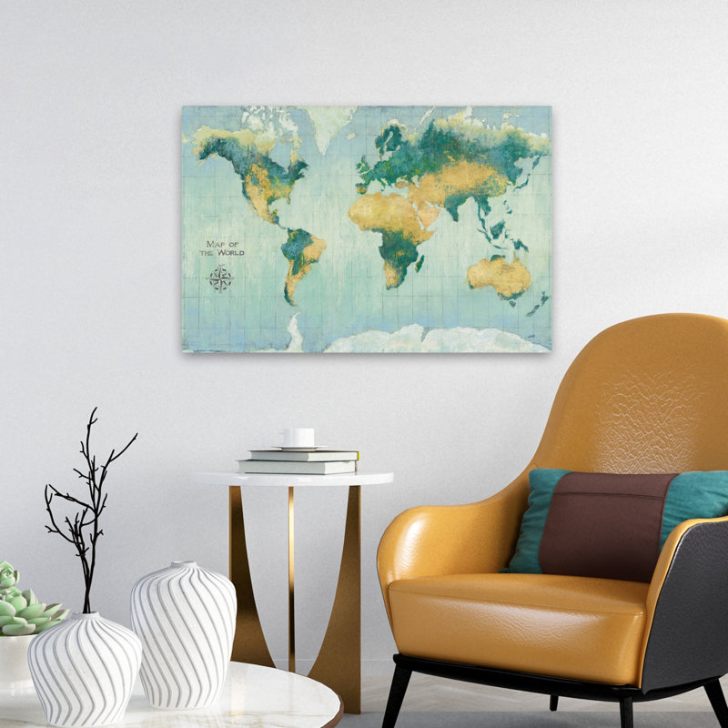 Golden Earth - boussole bleue, H 24 po x l 16 po